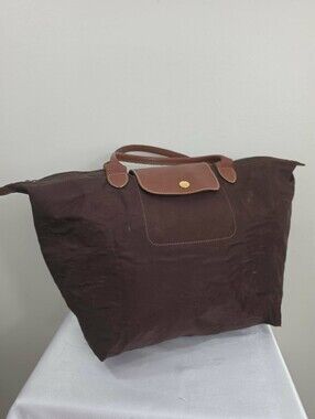 Longchamp Brown Nylon Tote with Brown Leather Trim Size M